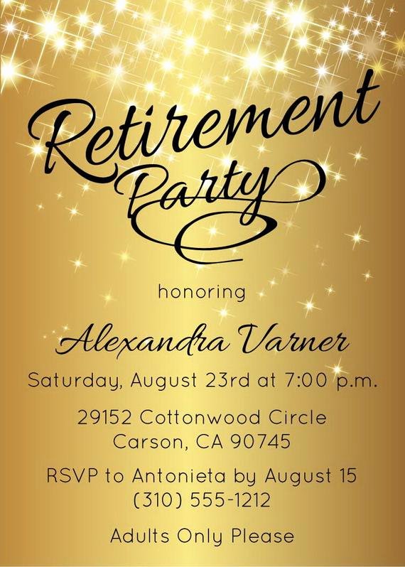 Retirement Invitation Template Word Fresh Retirement Party Invitation Gold Sparkly by Announceitfavors