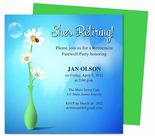 Retirement Invitation Template Word Inspirational Printable Diy Vase Retirement Party Invitations Templates
