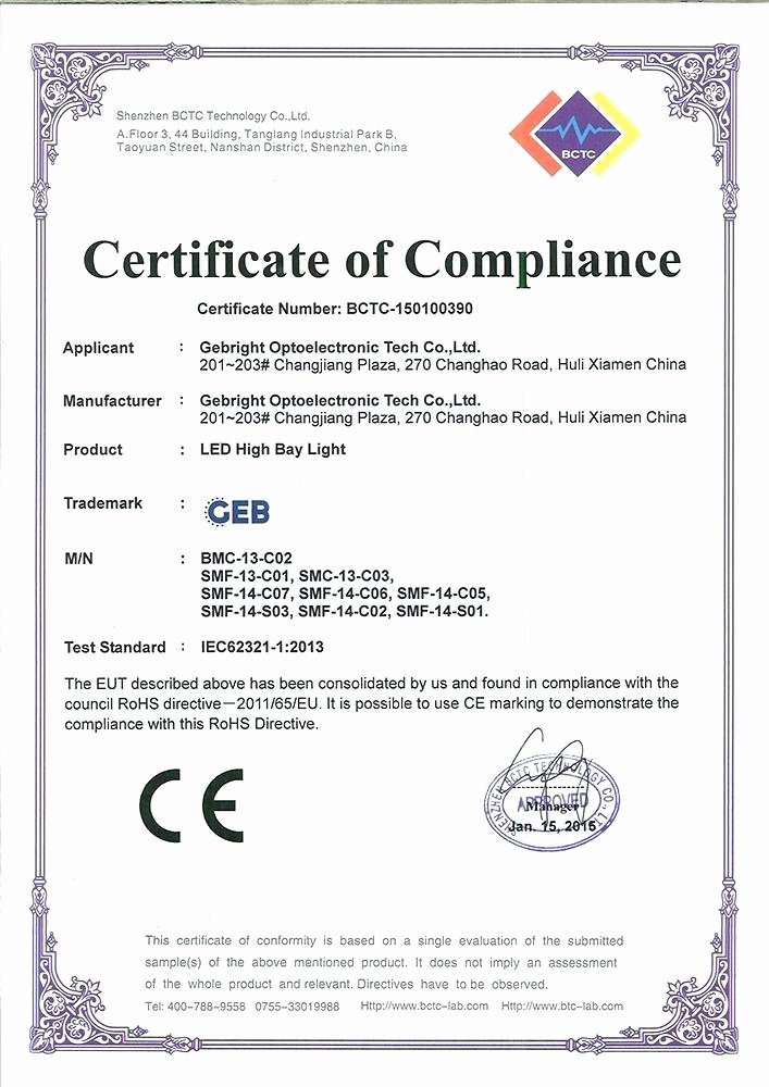 Rohs Certificate Of Compliance Template Awesome Rohs Pliance Certificate