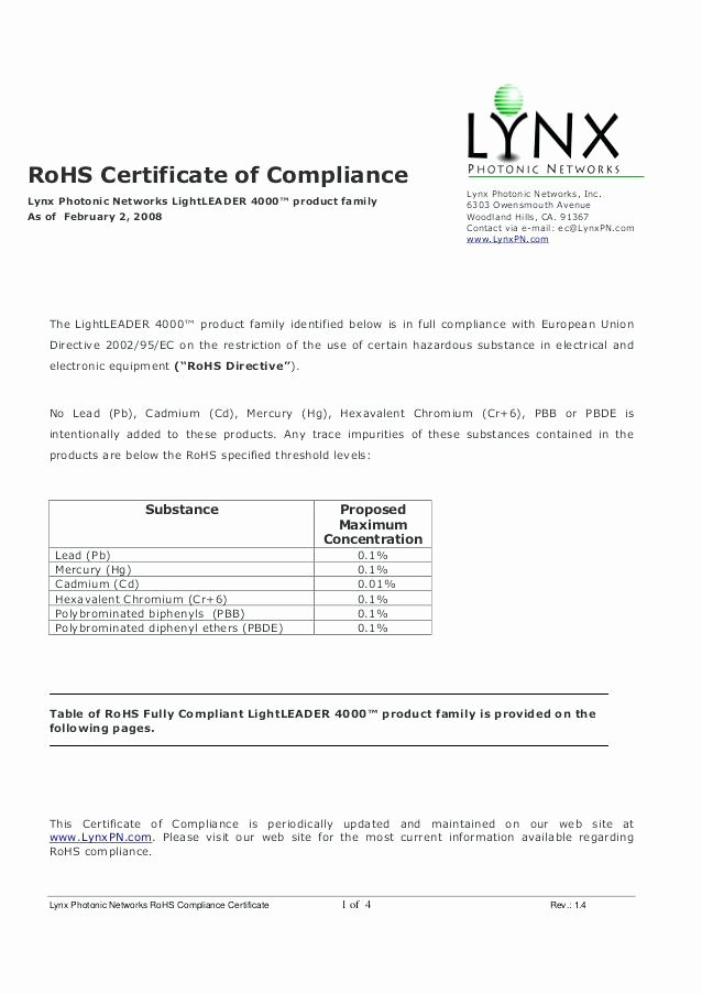 Rohs Compliance Certificate Template Luxury Rohs Pliance Certificate