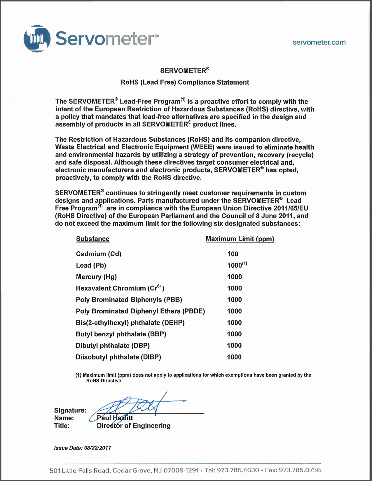 Rohs Compliant Certificate Template Best Of Rohs Pliance Statement Servometer