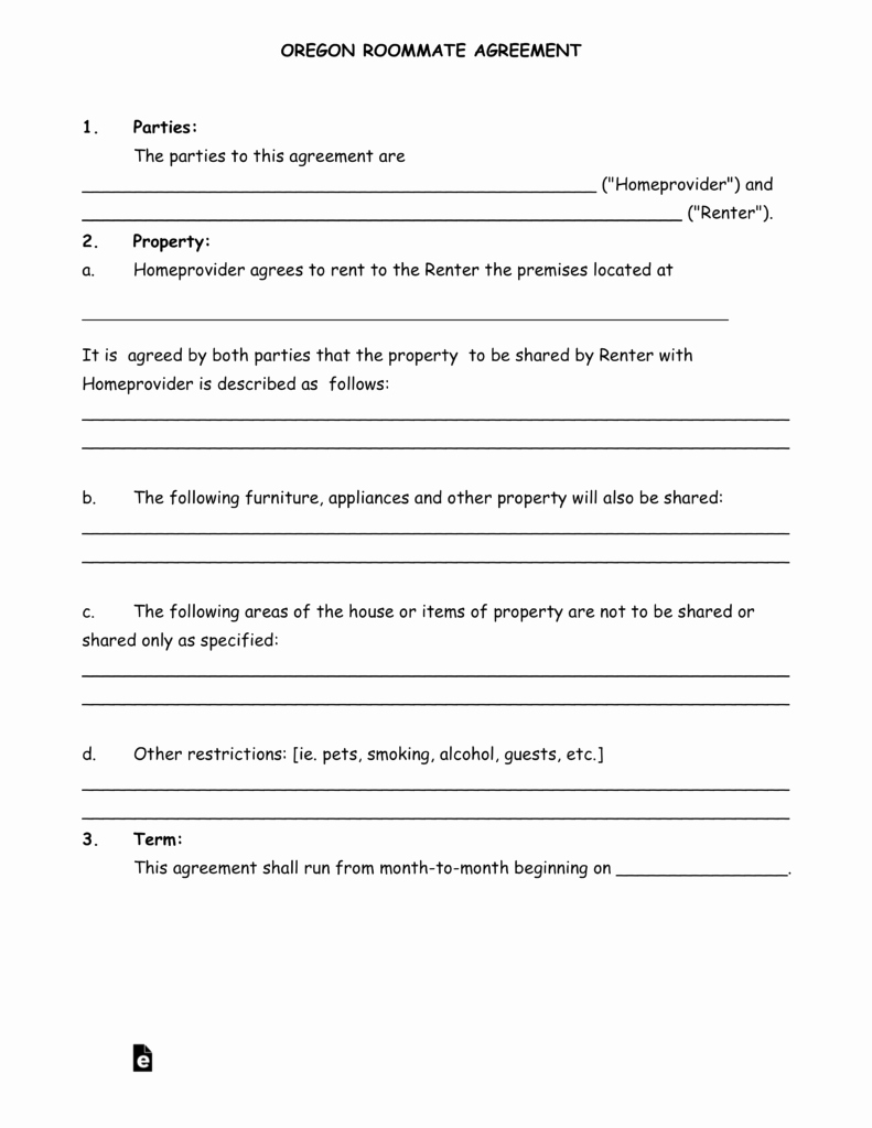 Roommate Eviction Notice Template Inspirational Free oregon Roommate Agreement form Pdf
