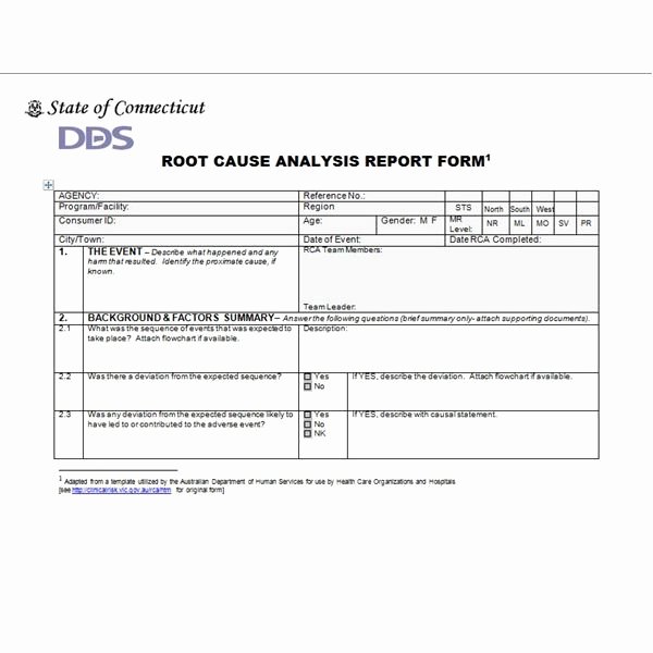 Root Cause Analysis Report form New Root Cause Analysis forms and Diagrams