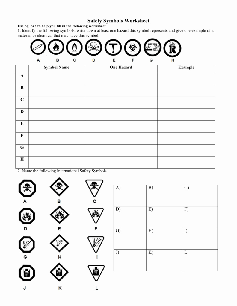 Safety Symbols Worksheet Fresh Whmis and Safety Worksheet