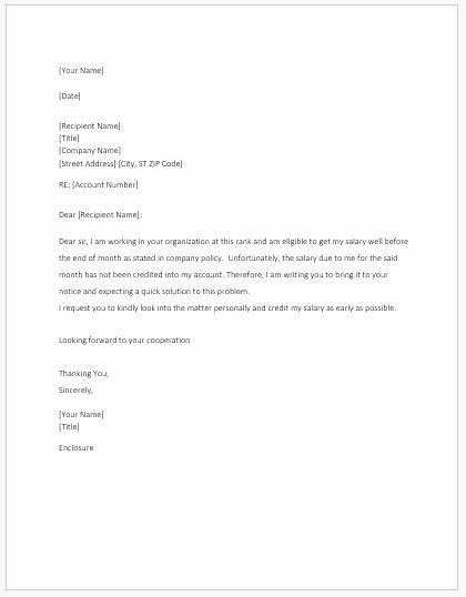 Salary Request Letter Lovely Pending Salary Request Letter Template Ms Word