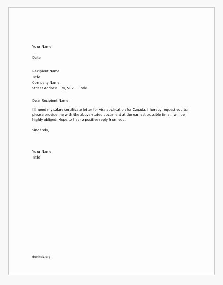 Salary Request Letter Lovely Salary Certificate Request Letters Samples
