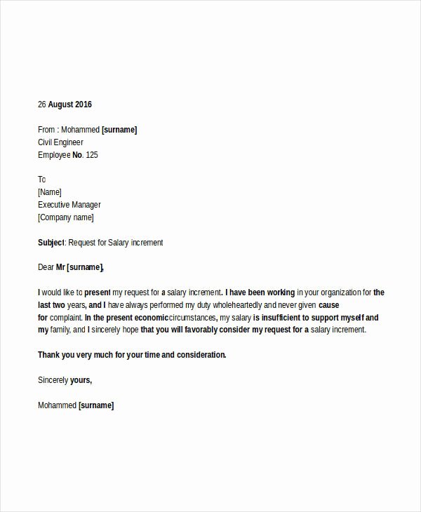 Salary Request Letters Fresh 9 Professional Request Letter Templates Pdf