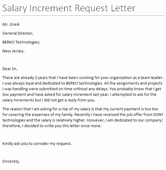 Salary Request Letters New 10 Best Salary Increment Letter format for Employee In Doc