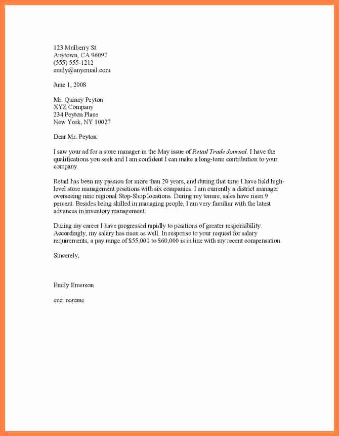 Salary Requirement Sample Letter Best Of 5 Salary History In Cover Letter