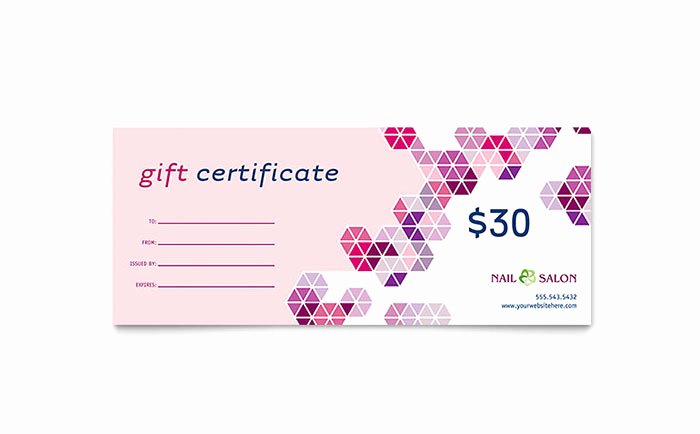Salon Gift Certificate Template Awesome Nail Salon Gift Certificate Template Word &amp; Publisher