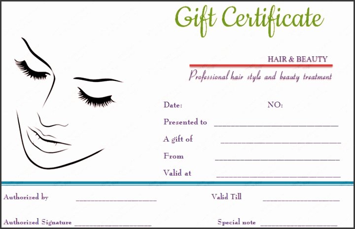 Salon Gift Certificate Template Free Printable Beautiful 10 Printable Gift Vouchers Sampletemplatess