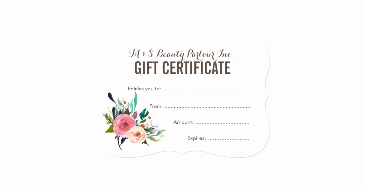 Salon Gift Certificate Template Unique Painted Floral Salon Gift Certificate Template