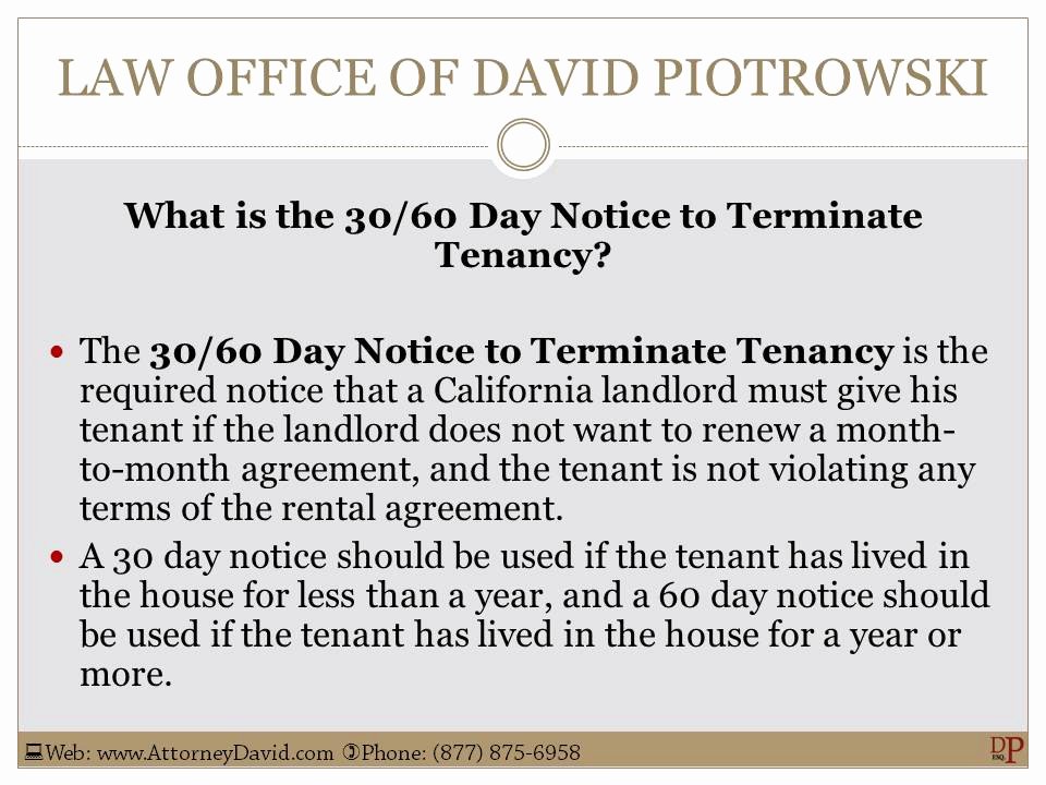 Sample 30 Day Notice to Landlord California Beautiful California 30 60 Day Notice to Terminate Tenancy Sample