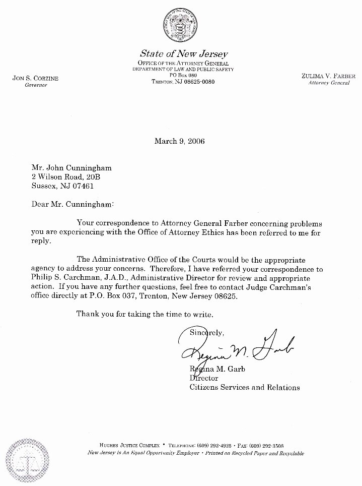 Sample attorney Letter Of Representation Lovely New Jersey attorney General