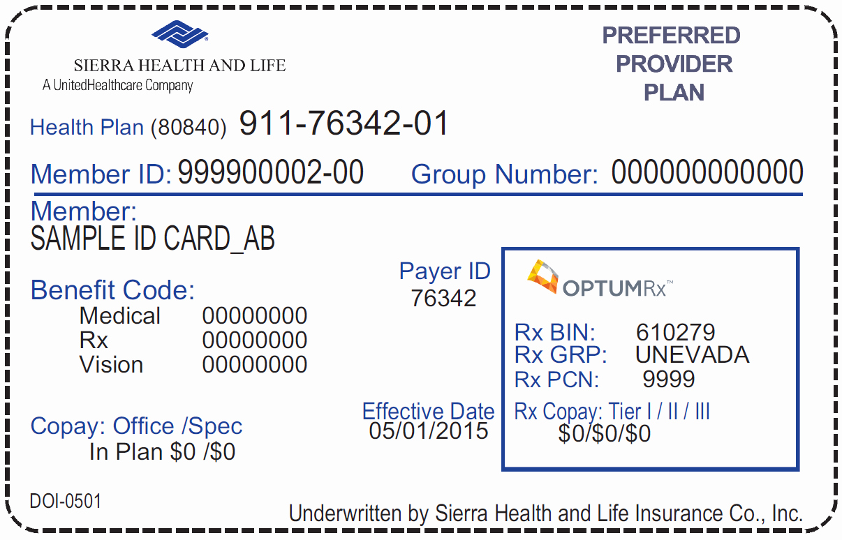 Sample Auto Insurance Card New Shl Provider Directories An Employer Sierra Health and Life