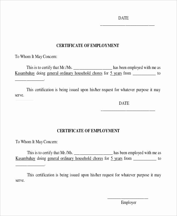 Sample Certificate Of Employment Best Of 27 Sample Certificate Of Employment Templates Pdf Doc