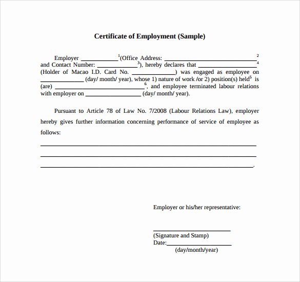 Sample Certificate Of Employment Best Of Basic Certificate Of Employment Sample with White