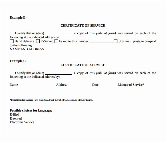Sample Certification Of Service Fresh Certificate Of Service Template 8 Download Free