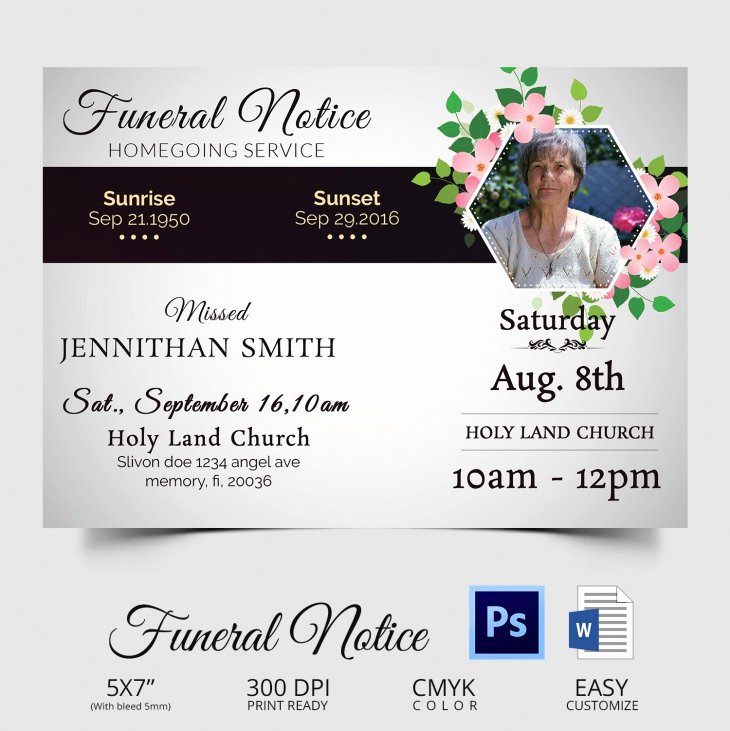 Sample Death Announcements Luxury 5 Funeral Notice Templates – Free Word Pdf Psd Documents