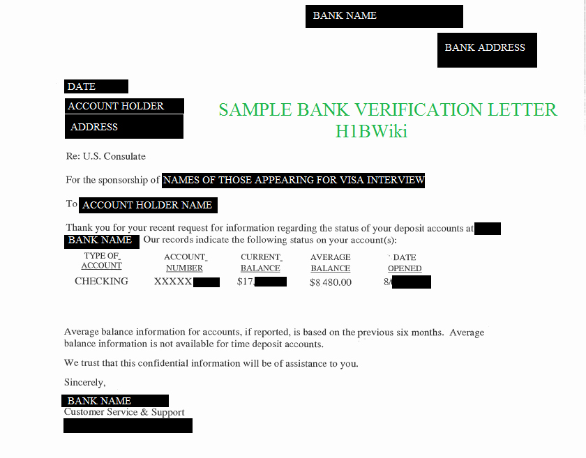 sample bank verification letter