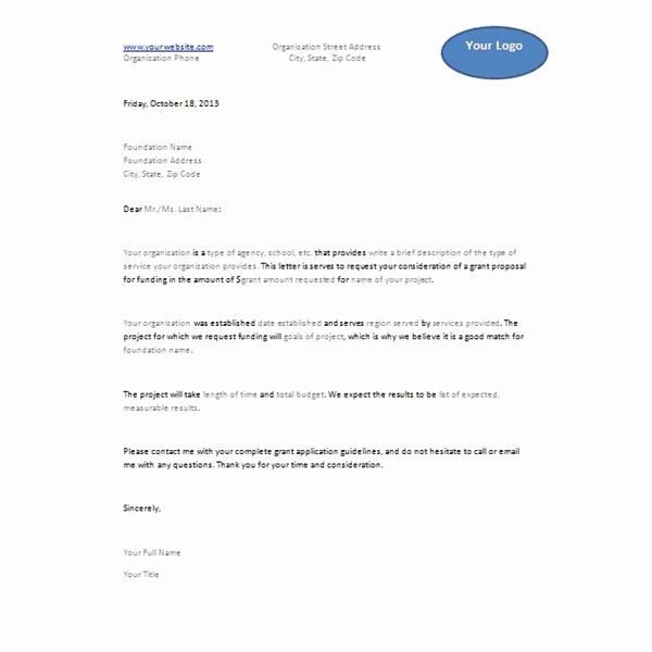Sample Grant Proposal for after School Program Unique Letter Intent Template