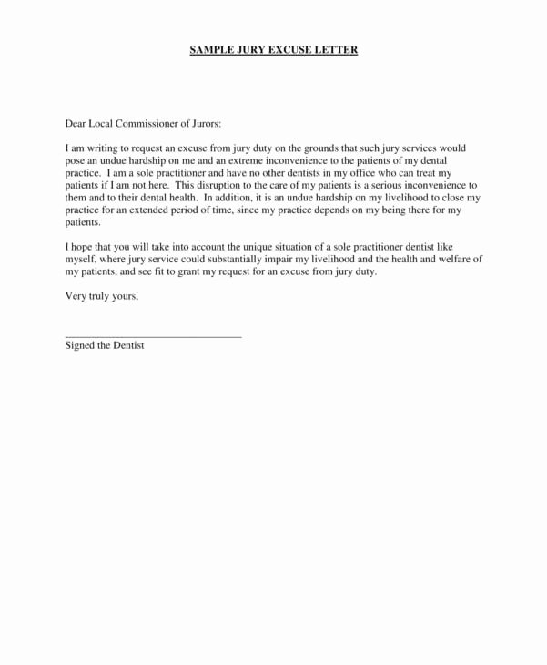 Sample Jury Excuse Letter Beautiful 12 Excuse Note Templates for Work &amp; School Pdf