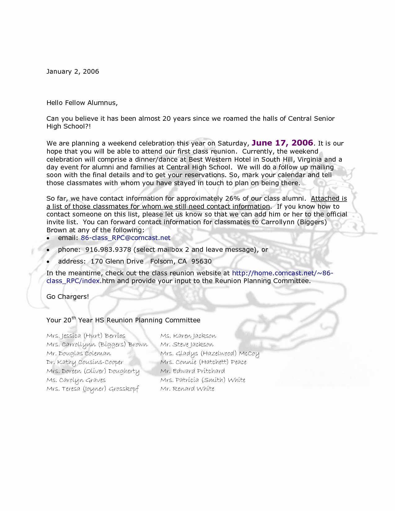 Sample Kairos Letters Best Of Class Reunion Announcement Letter Sample to Pin
