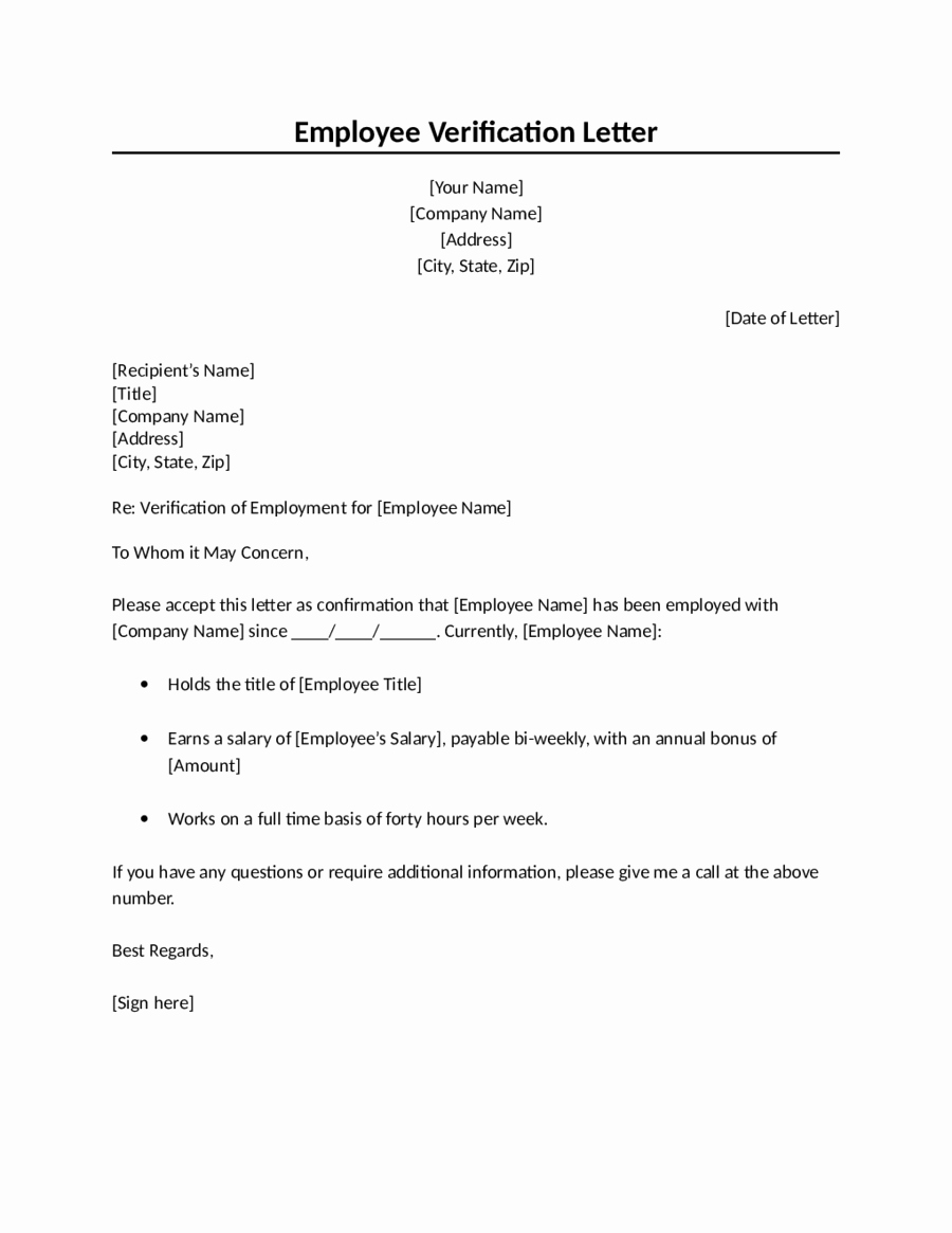 Sample Letter Confirming Unemployment Fresh 2019 Proof Of Employment Letter Fillable Printable Pdf