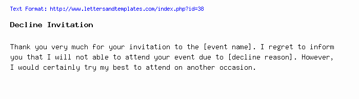 Sample Letter Of Apology for Not attending An event Lovely Decline Invitation