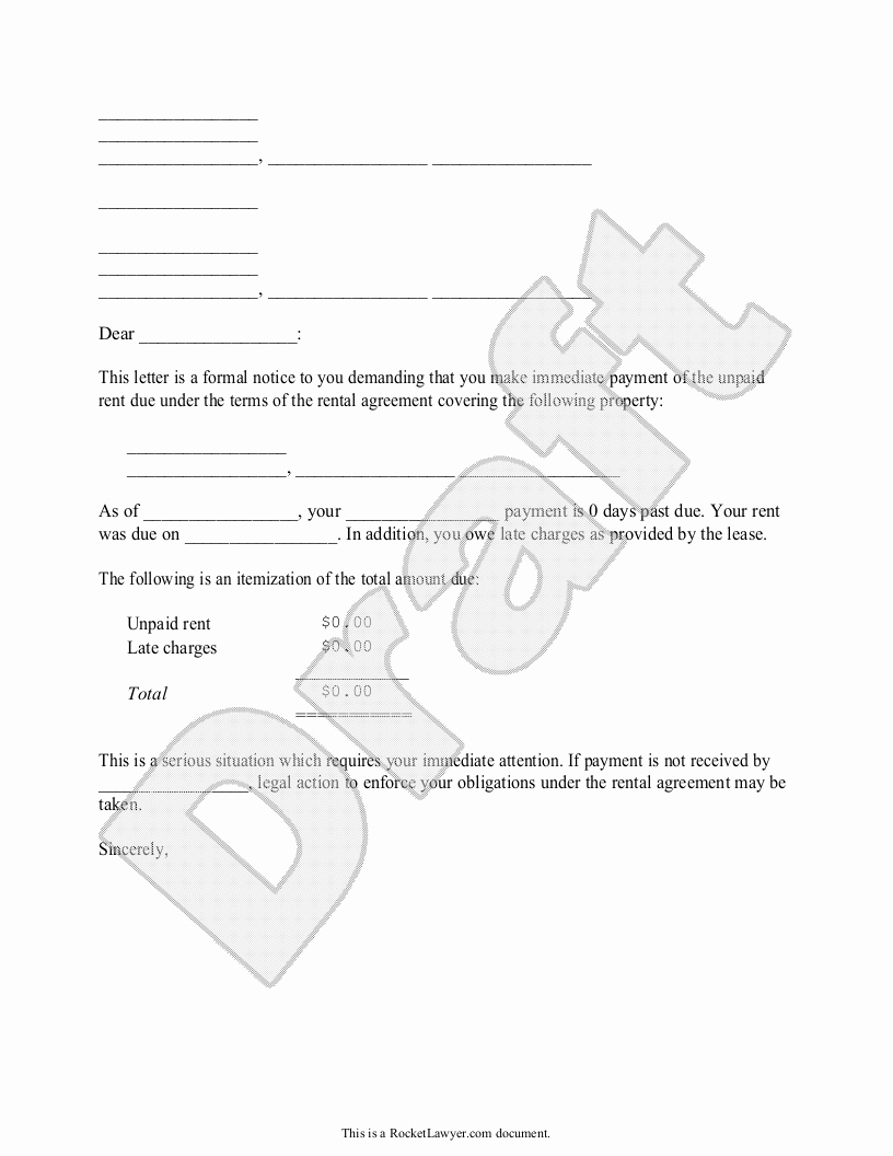 Sample Letter Of Explanation for Late Payments New Late Rent Notice Letter for Rent Payment form with Sample