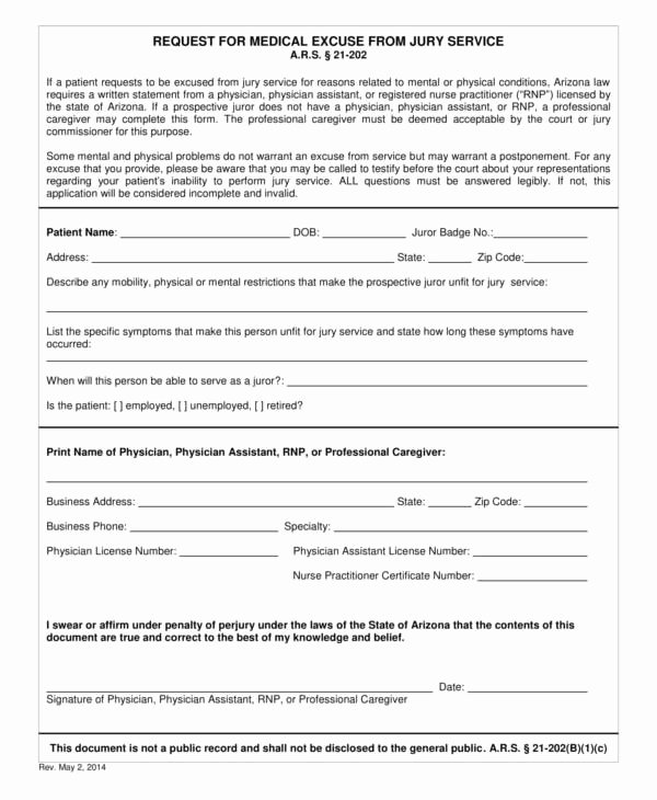 Sample Letter to Get Out Of Jury Duty From Employer New 12 Excuse Note Templates for Work &amp; School Pdf