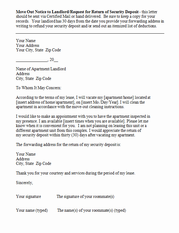  20 Sample Letter To Landlord For Moving Out Dannybarrantes Template