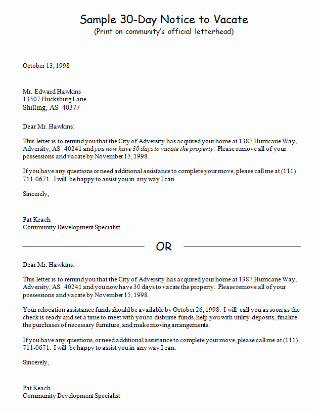 Sample Of 30 Day Notice to Move Out Unique 45 Eviction Notice Templates &amp; Lease Termination Letters