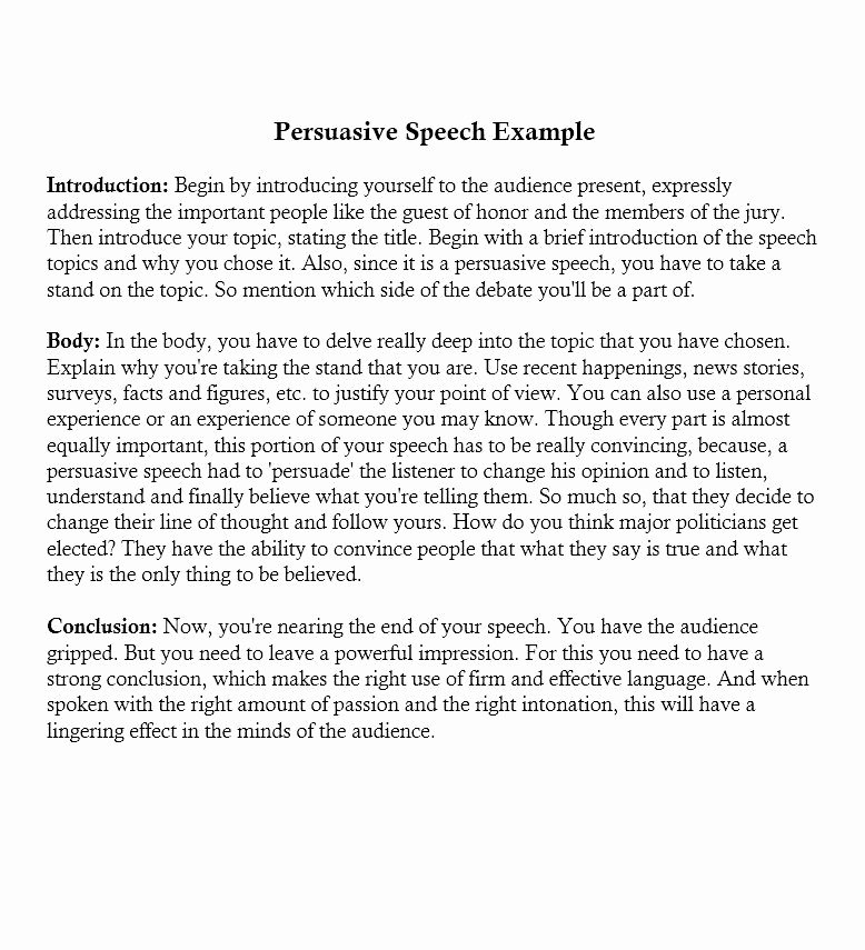 √ 20 Sample Of Persuasive Speech ™ | Dannybarrantes Template