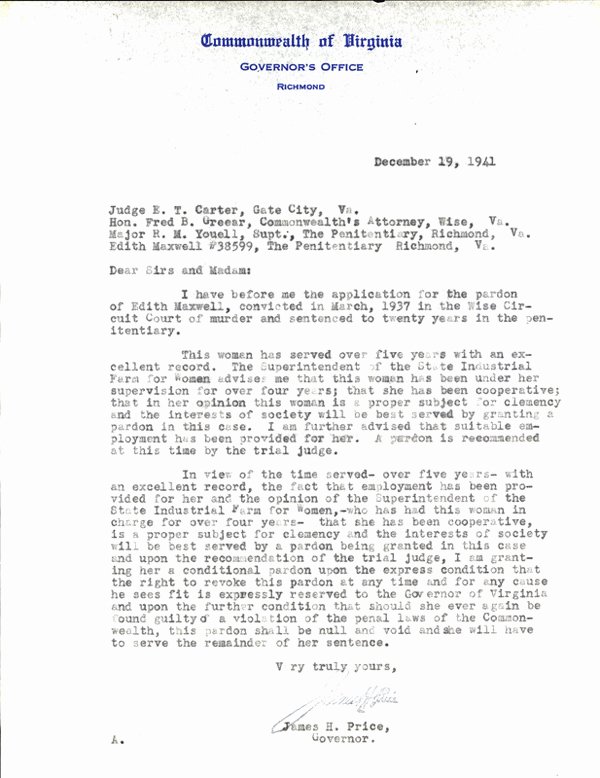 Sample Pardon Letter Lovely Working Out Her Destiny Letter Of Governor James H Price