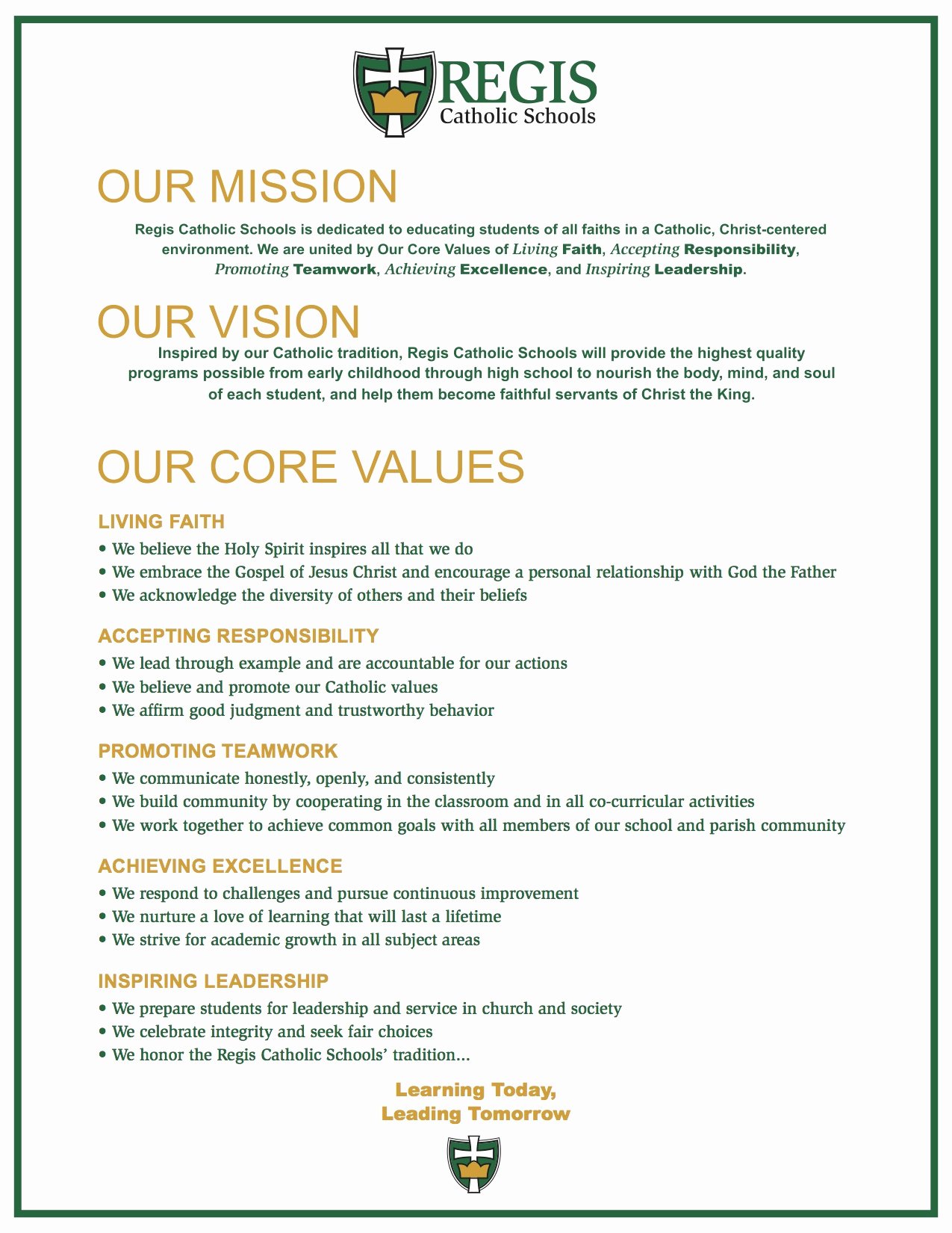 Sample Personal Vision Statement Best Of Mission Vision and Values