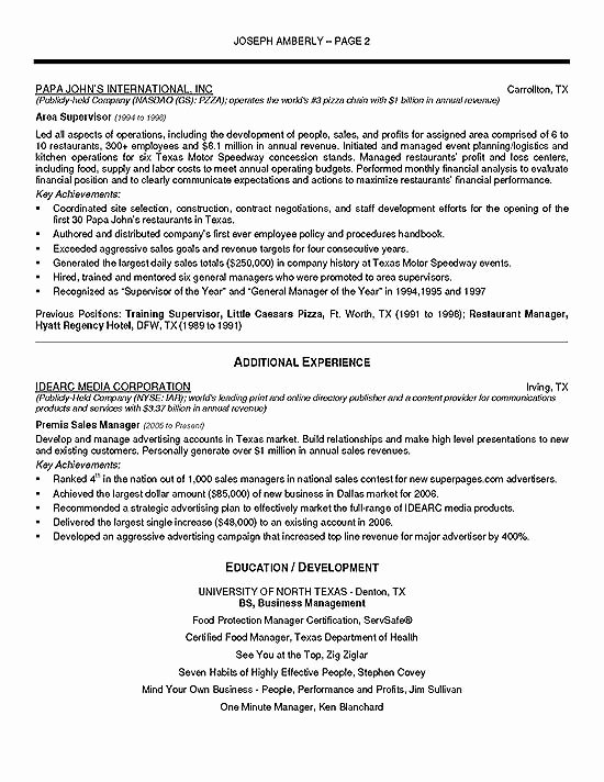 Sample Summary Statements Unique Operations Manager Resume Example