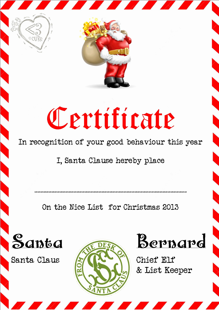 Santa Gift Certificate Template Awesome 3 Piece Printable Christmas Letter From Santa