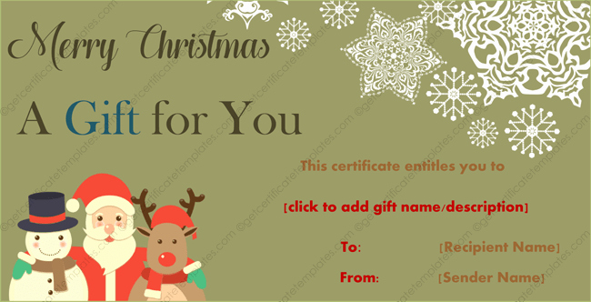Santa Gift Certificate Template Luxury Christmas Gift Template Santa Frosty and Rudolf Design