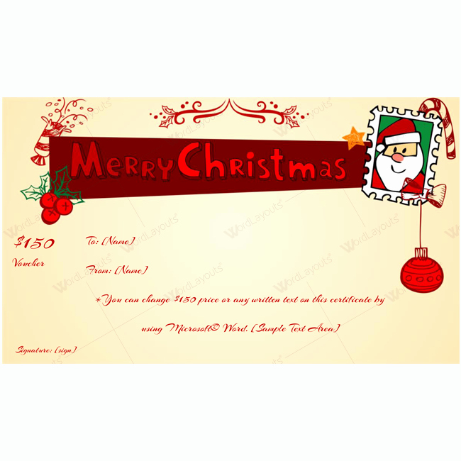 Santa Gift Certificate Template Luxury Printable Christmas Gift Voucher Template Word Layouts