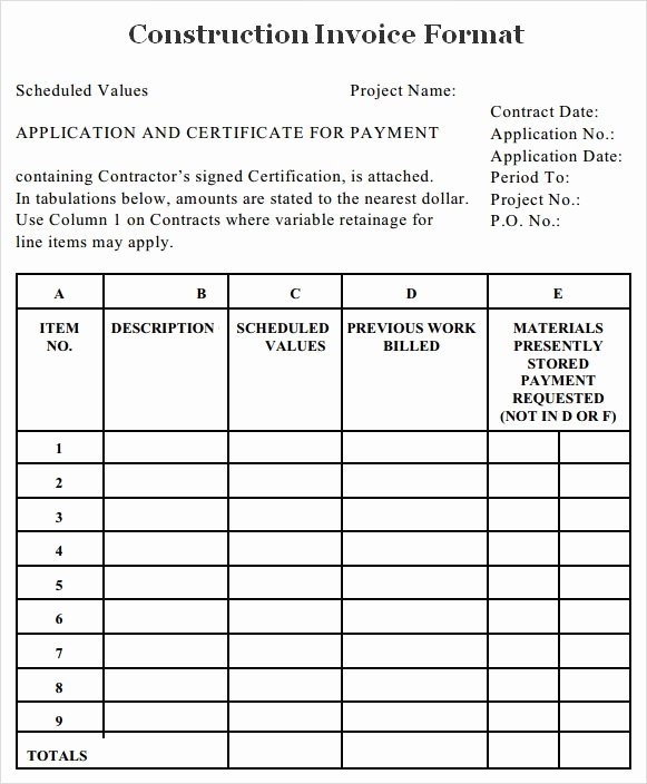Schedule Of Values Template Construction Luxury Free 7 Construction Invoice Samples In Google Docs