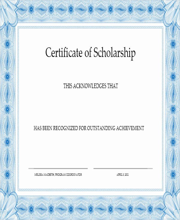 Scholarship Award Certificate Template Fresh 31 Award Certificates In Word format