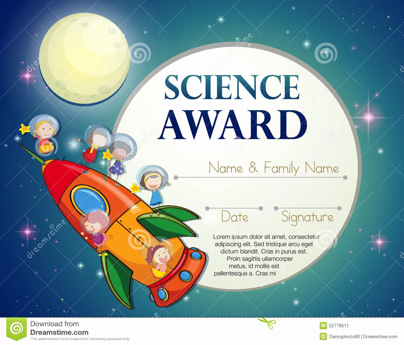 Science Fair Award Certificates New Science Award Stock Vector Image