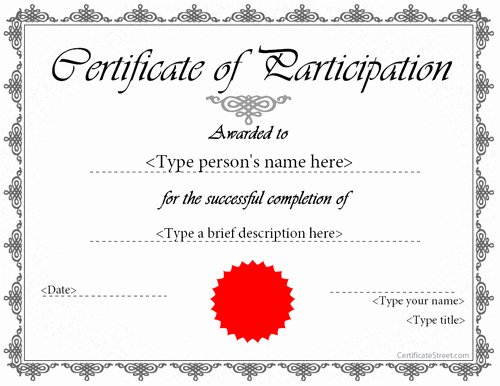 Science Fair Certificates Of Participation Inspirational Printable Participation Templates