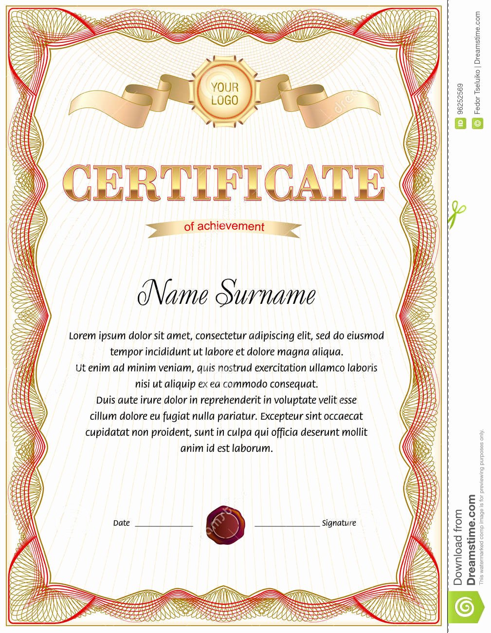Science Olympiad Certificate Template Unique Certificate Blank Template Stock Vector Illustration Of