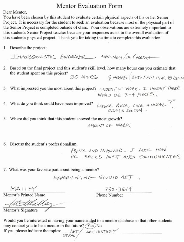 Self Evaluation Letter Beautiful Mentor Evaluation form Gustavemonet