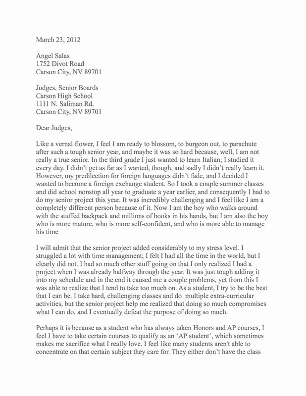 Self Evaluation Letter Lovely Letter to then Judges Gustavemonet