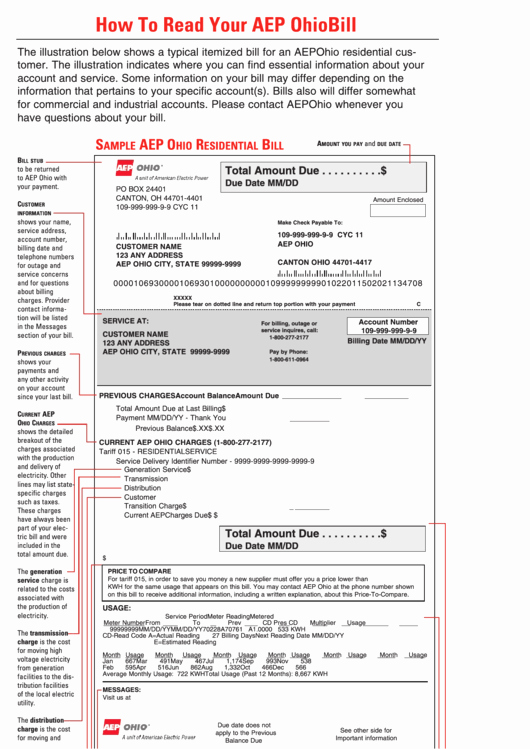Senate Bill Template Luxury Aep Ohio Sample Bill Printable Pdf