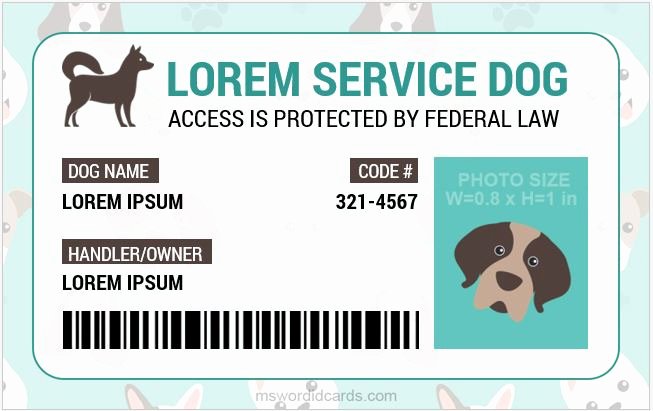 Service Dog Training Certificate Template New Service Dog Id Badge Templates for Ms Word