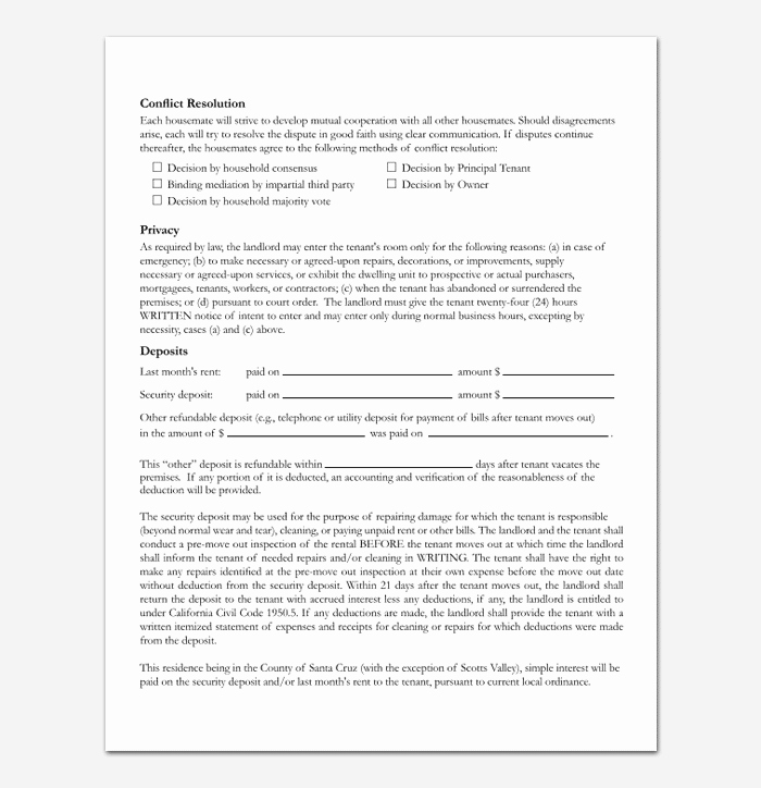 Shared Housing Agreement Unique Room Rental Agreement 7 Sample Docs for Word &amp; Pdf